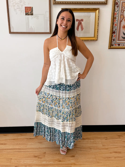 Tiered Lace & Floral Skirt