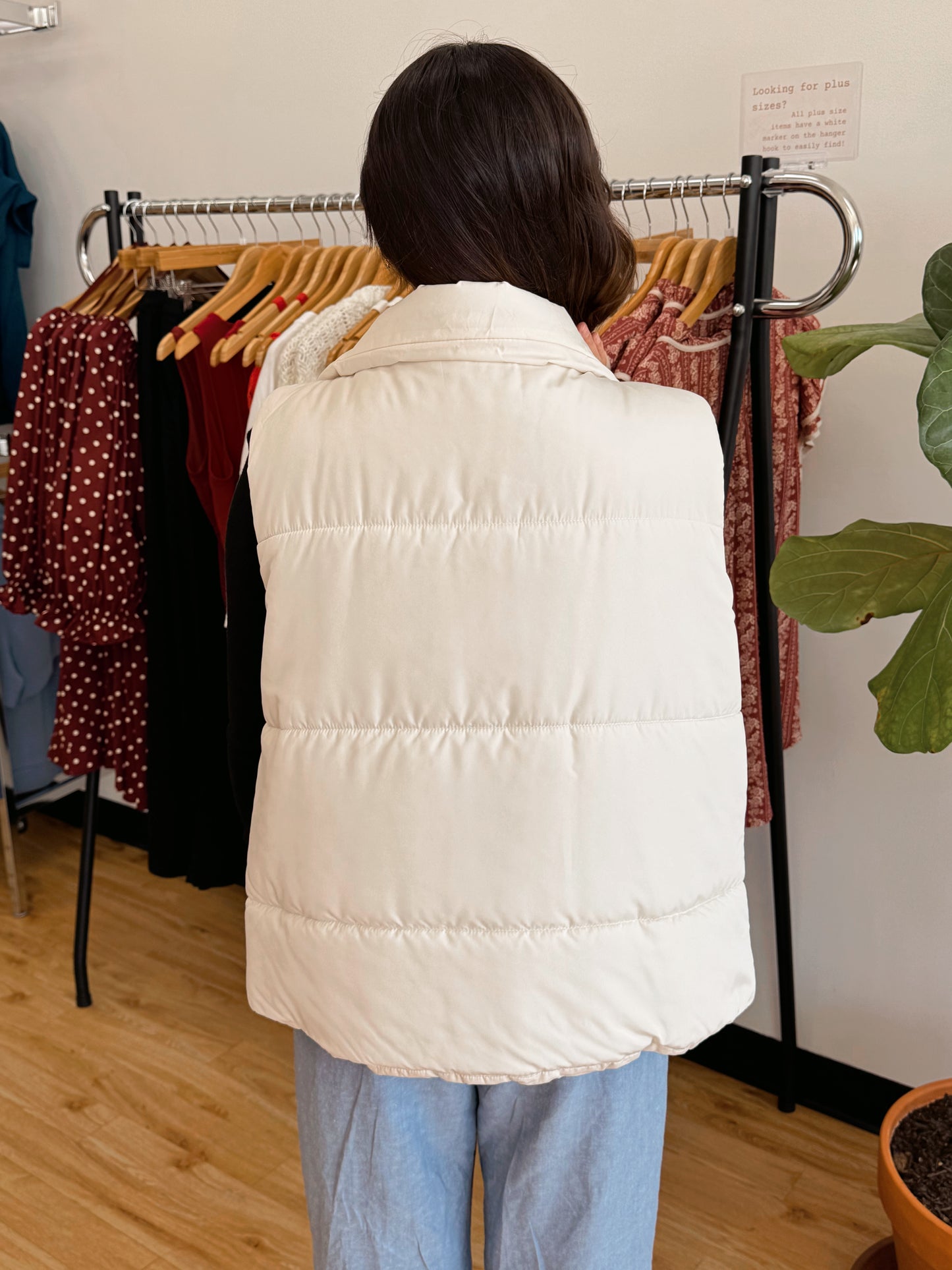Ivory Zip Puffer Vest vest
