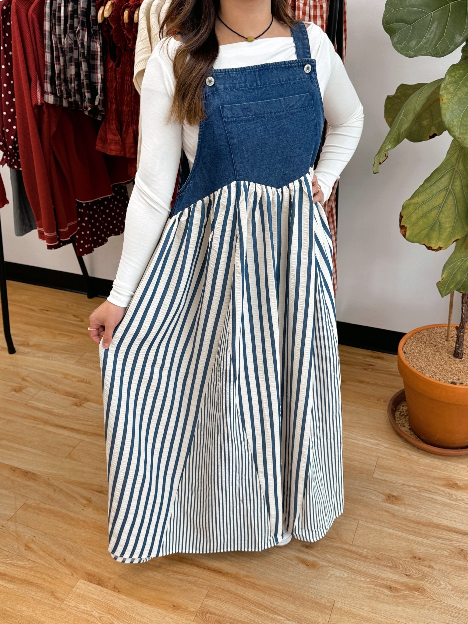 Navy Denim Overall Dress Small