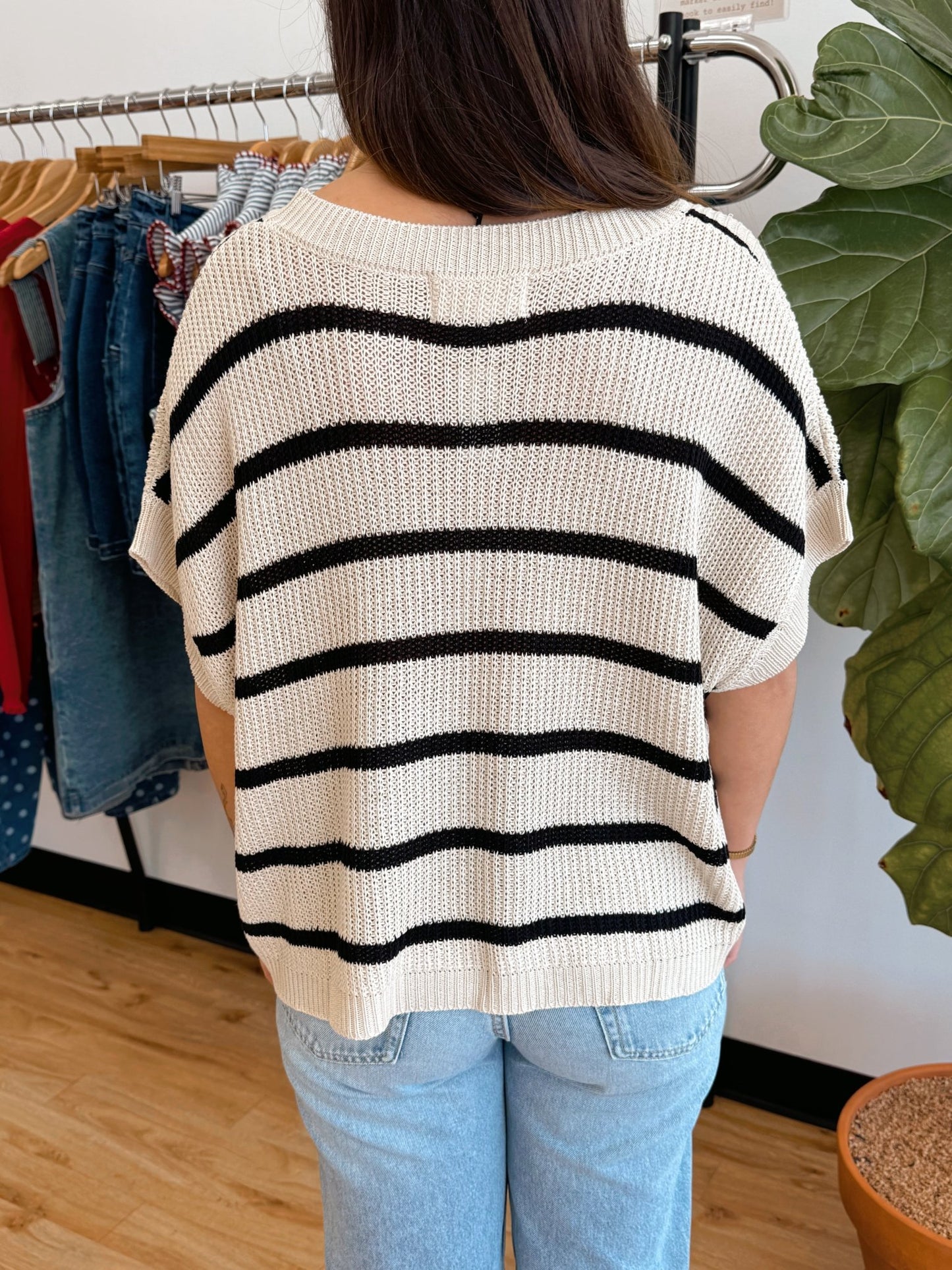 Relaxed Striped Sweater Top Shirts & Tops