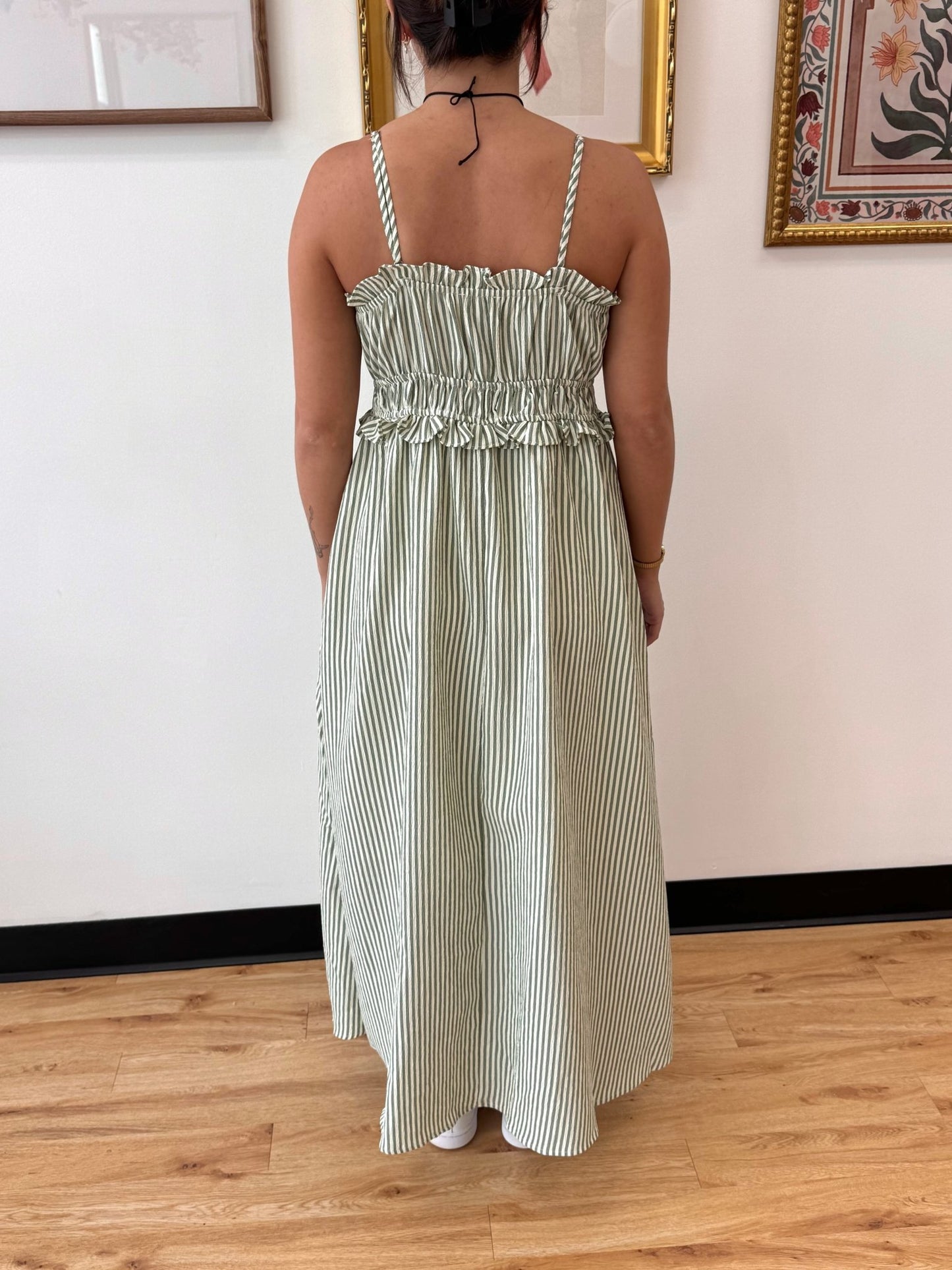 Ruffle Waist Striped Tank Dress Dress