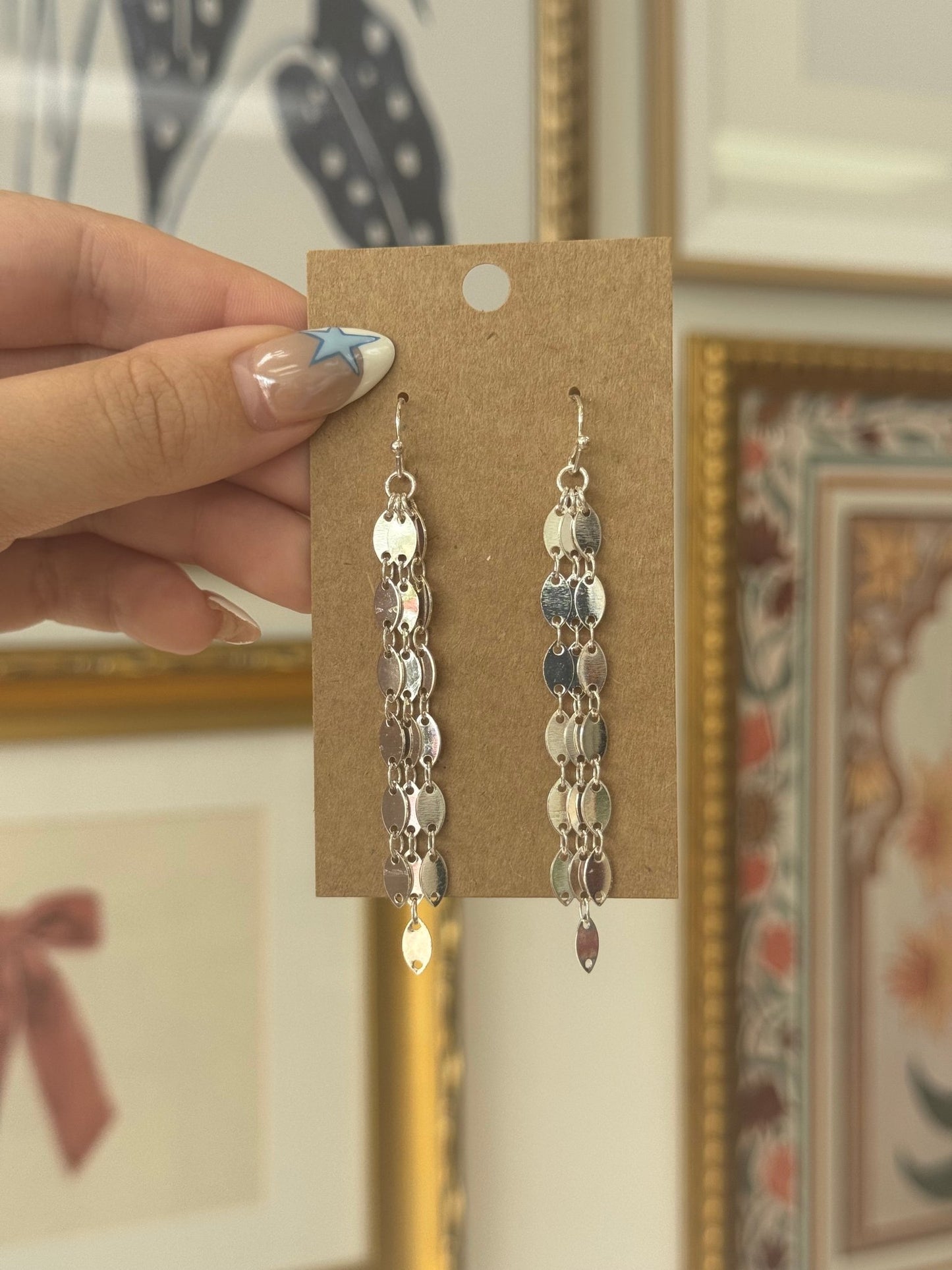 Shiny Silver Chain Earrings Earrings