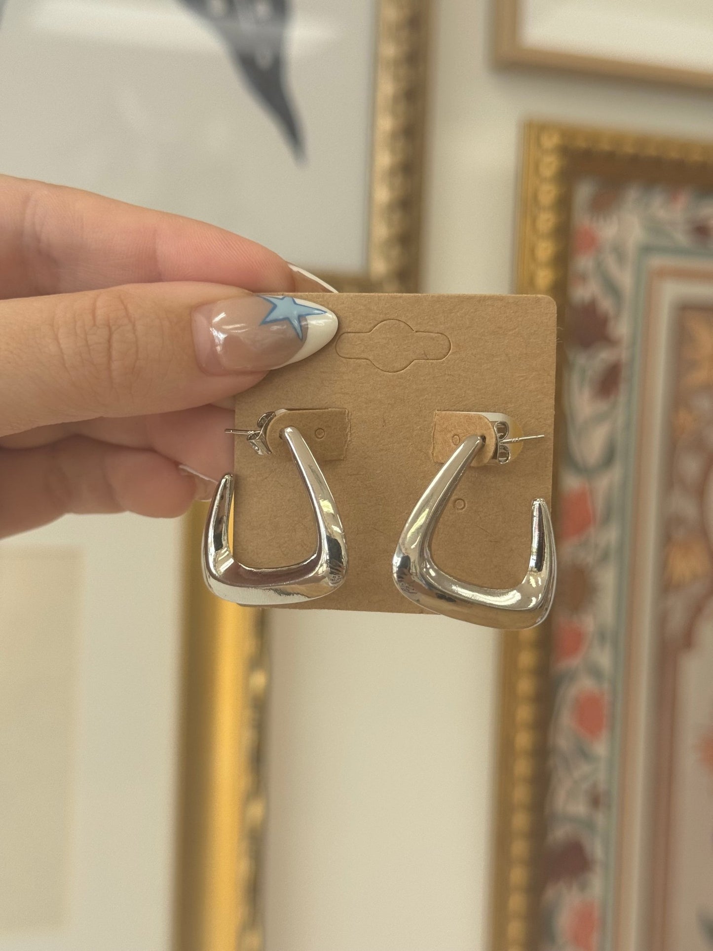 Silver Triangle Hoop Earrings Earrings