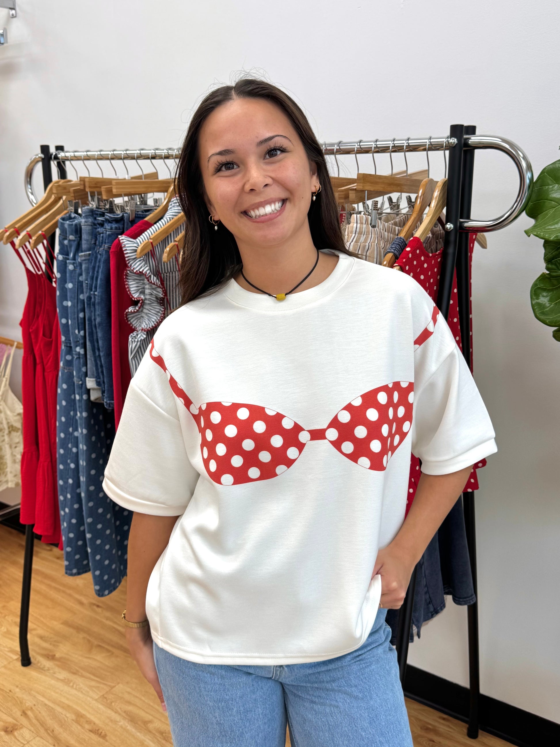 Playful Polka Dot Bikini Tee Shirts & Tops