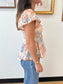 Floral Ruched Peplum Top Shirts & Tops