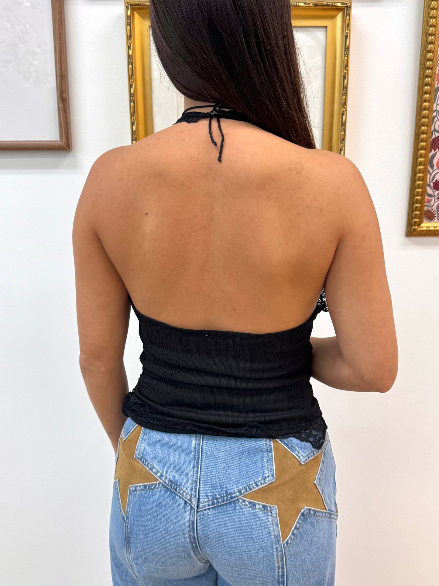Lace Trimmed Halter Top