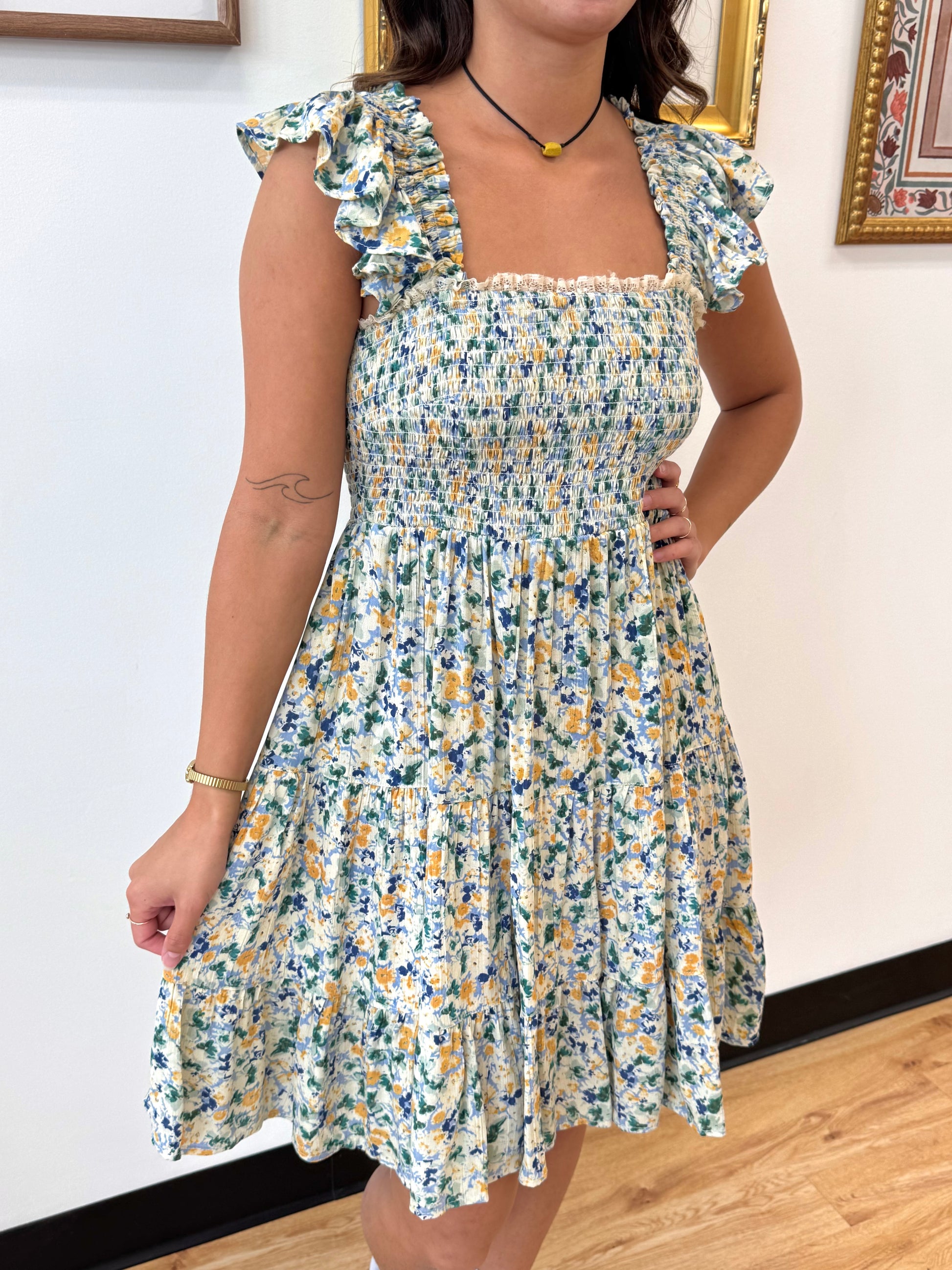 Floral Flutter Smocked Dress Dress