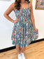 Teal Floral Smocked Dress Dress
