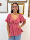 Eyelet Embroidered Twist Top