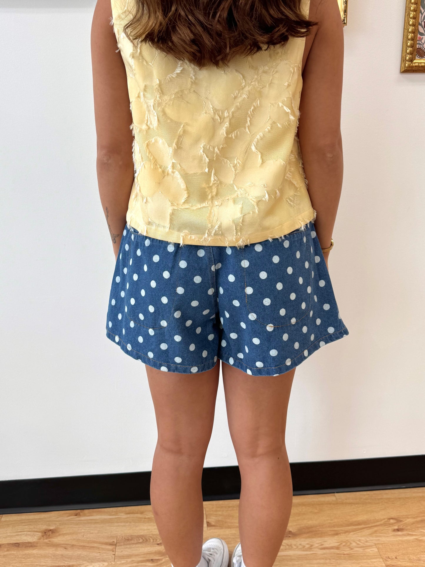 Polka Dot Denim Shorts Shorts