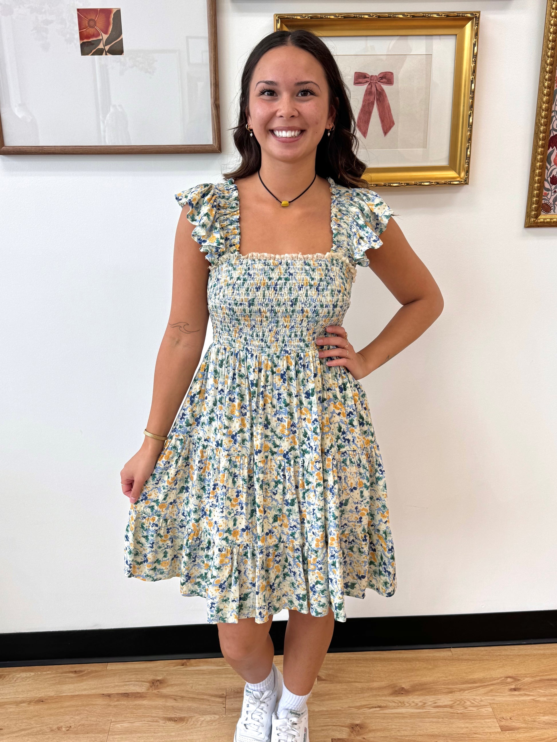 Floral Flutter Smocked Dress Dress