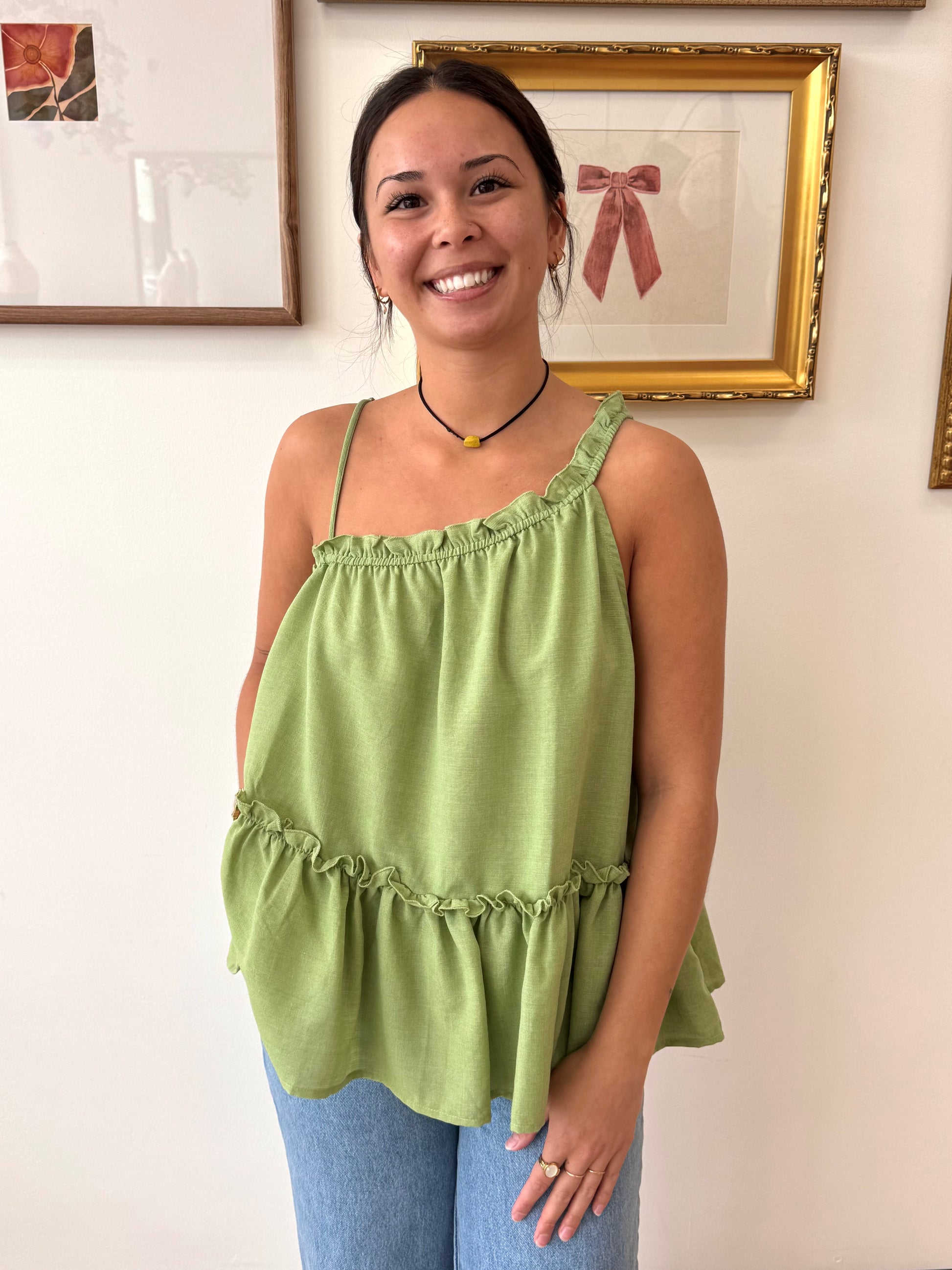 One Shoulder Ruffled Tank Top Shirts & Tops