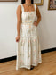 Detailed Floral Pattern Midi Dress Dress