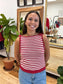Striped Knit Tie Tank Top Shirts & Tops