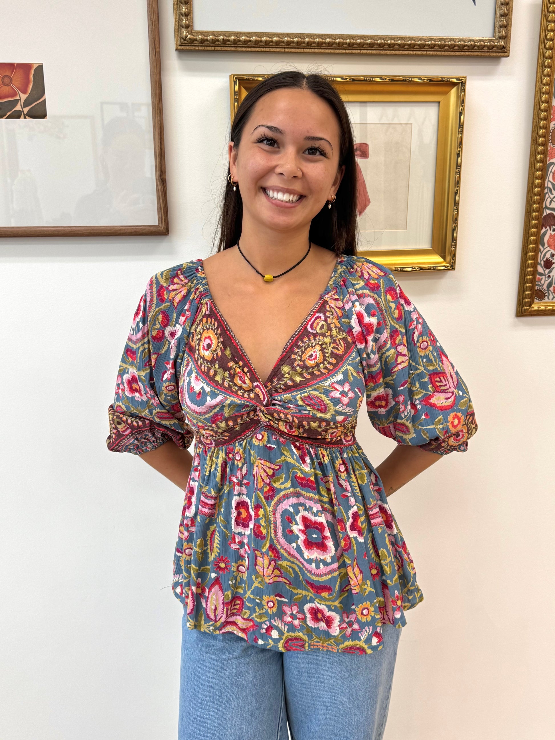 Printed Floral Blouse Top Shirts & Tops