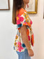 Bright Floral Twist Top Shirts & Tops