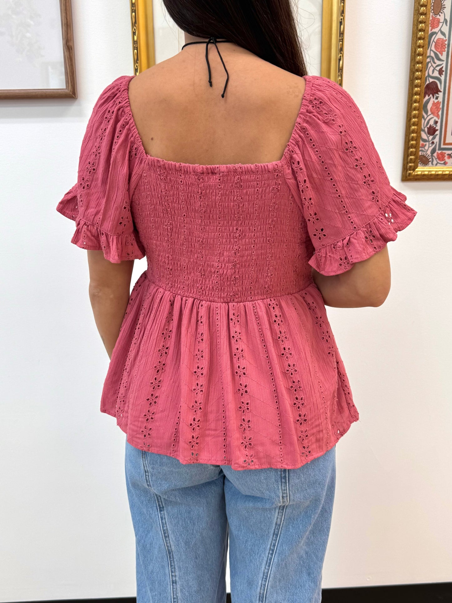 Eyelet Embroidered Twist Top