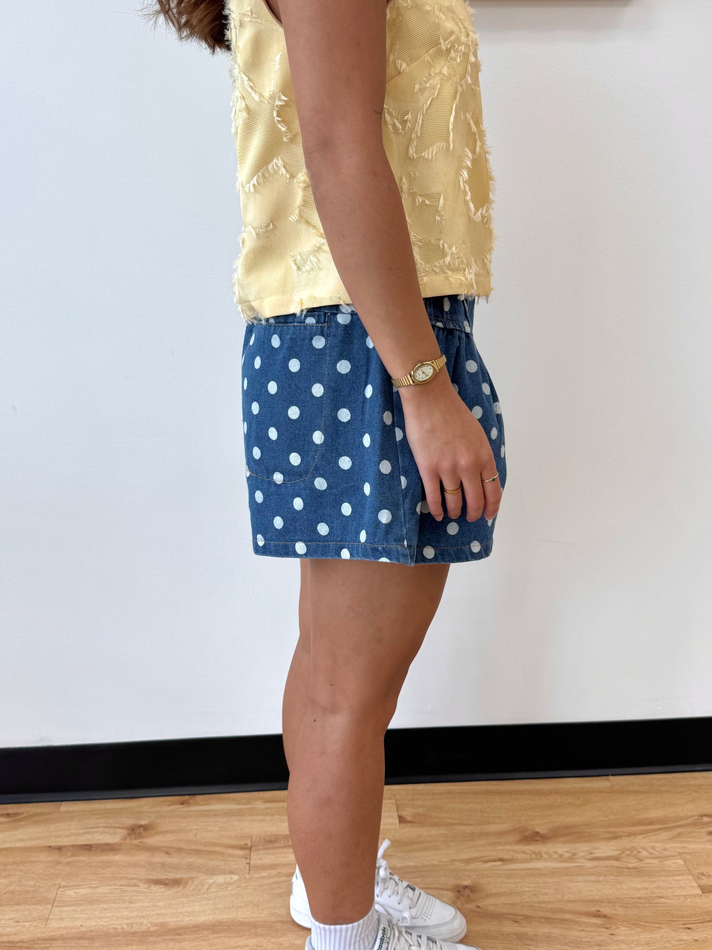 Polka Dot Denim Shorts Shorts