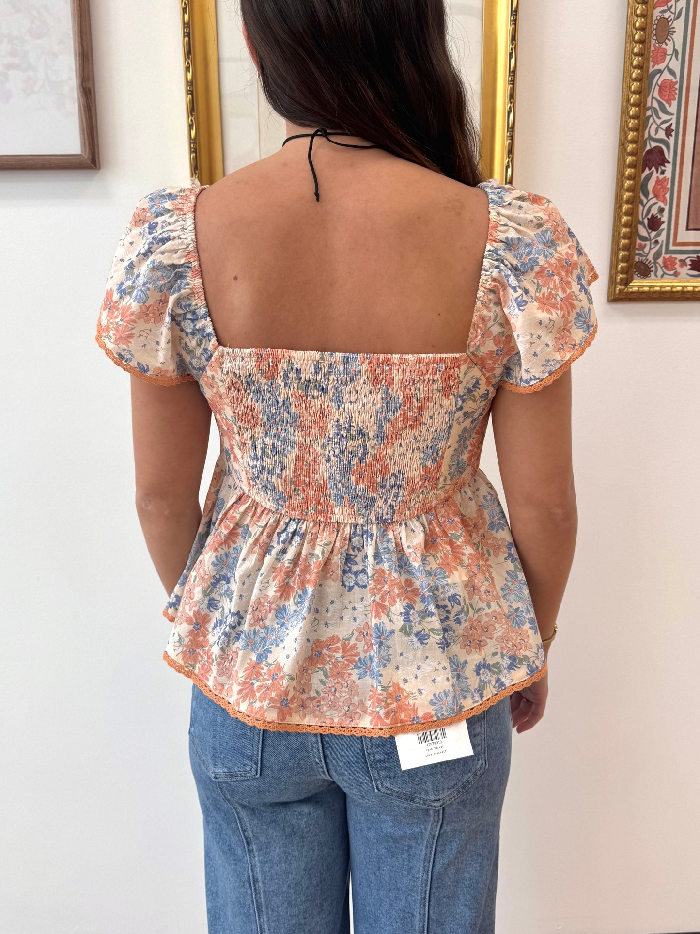 Floral Ruched Peplum Top Shirts & Tops