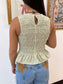 Green Striped Smocked Top Shirts & Tops
