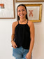Textured Halter Overlay Top Shirts & Tops