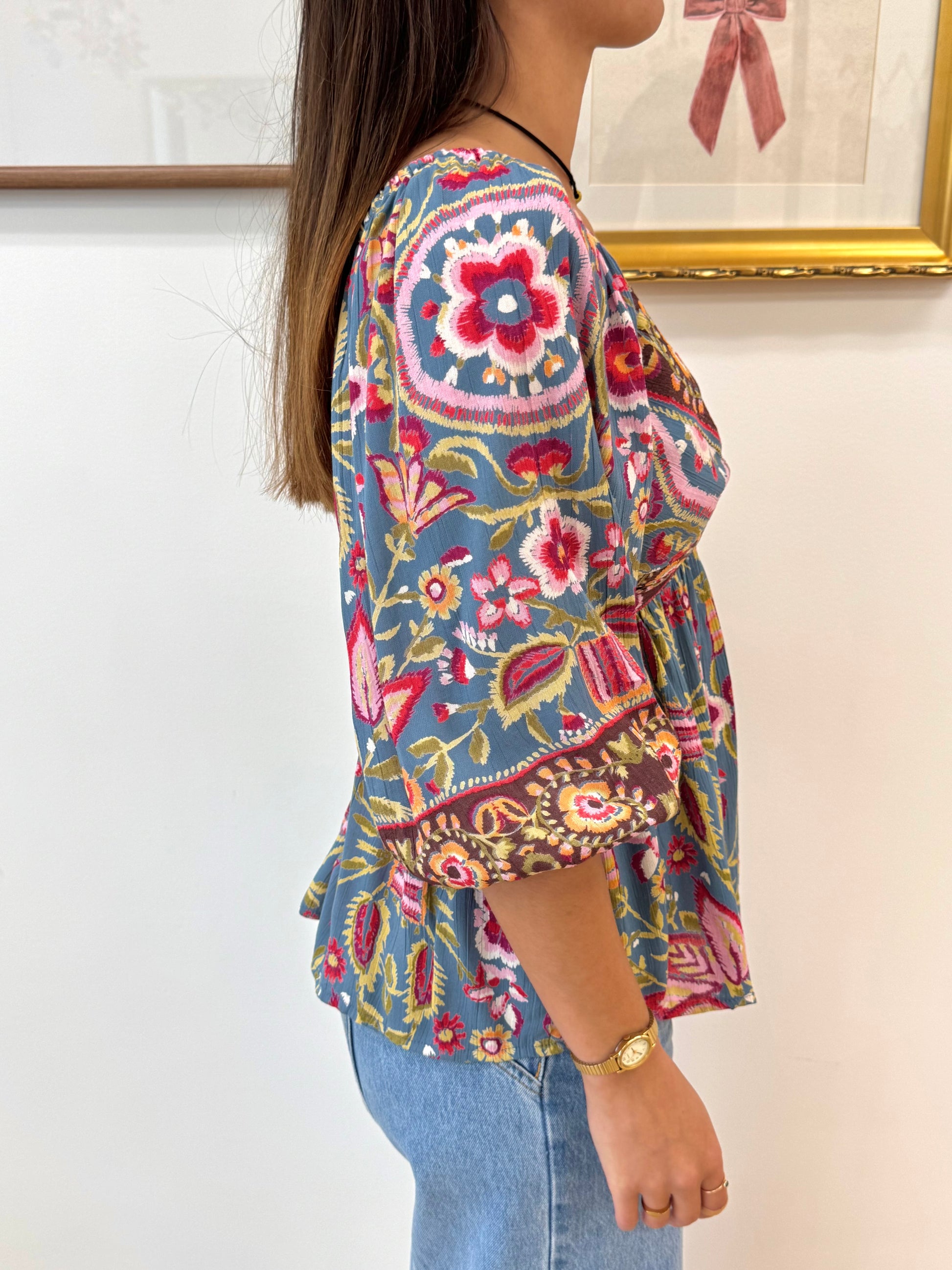 Printed Floral Blouse Top Shirts & Tops