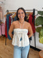 Ivory Floral Halter Top Shirts & Tops
