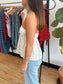 Ivory Floral Halter Top Shirts & Tops