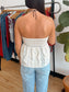 Ivory Floral Halter Top Shirts & Tops