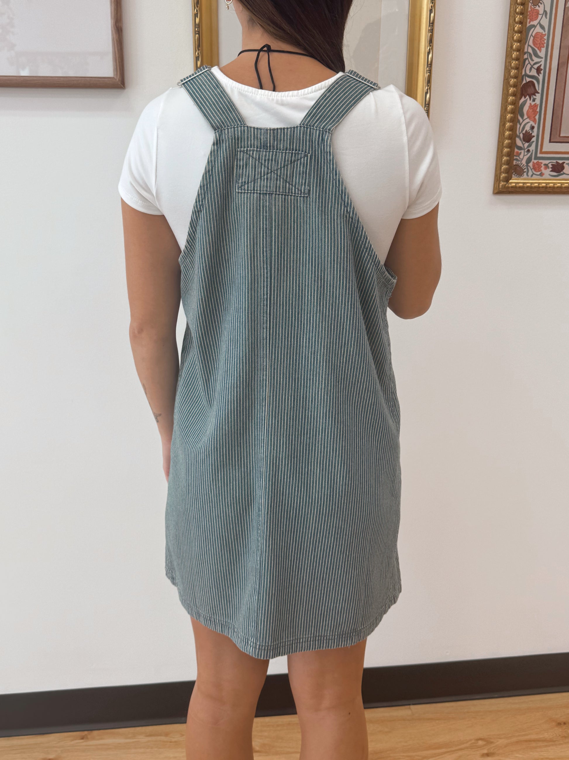 Striped Overall Mini Dress Large Striped Overall Mini Dress Large