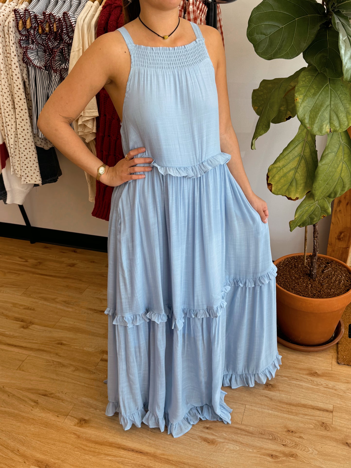 Smocked Tiered Halter Dress Dress