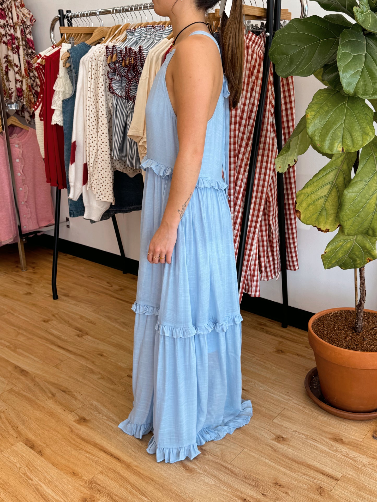 Smocked Tiered Halter Dress Dress