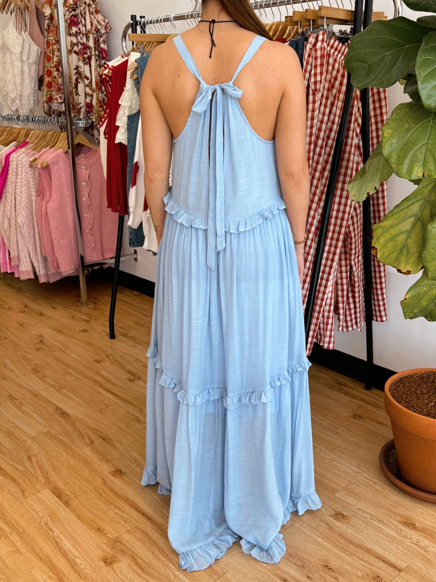 Smocked Tiered Halter Dress Dress