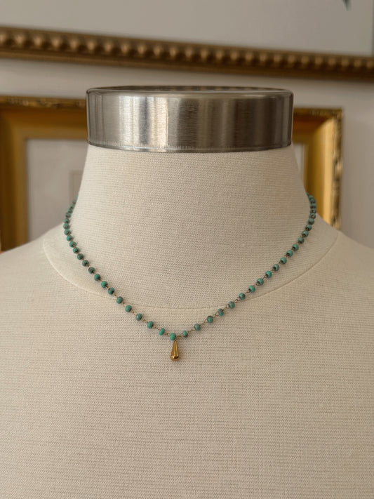Turquoise Beaded Drop Necklace Necklaces
