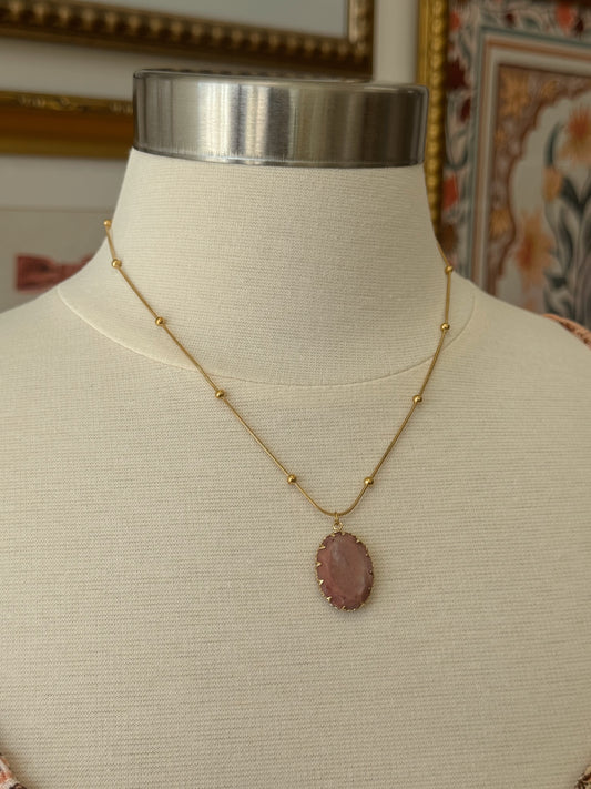 Pink Stone Pendant Necklace Necklaces