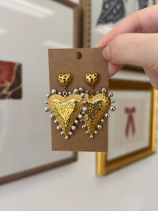 Two-tone Heart Drop Earrings Earrings