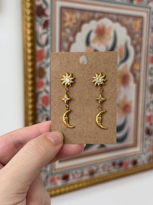 Sun Moon Star Drop Earrings Earrings