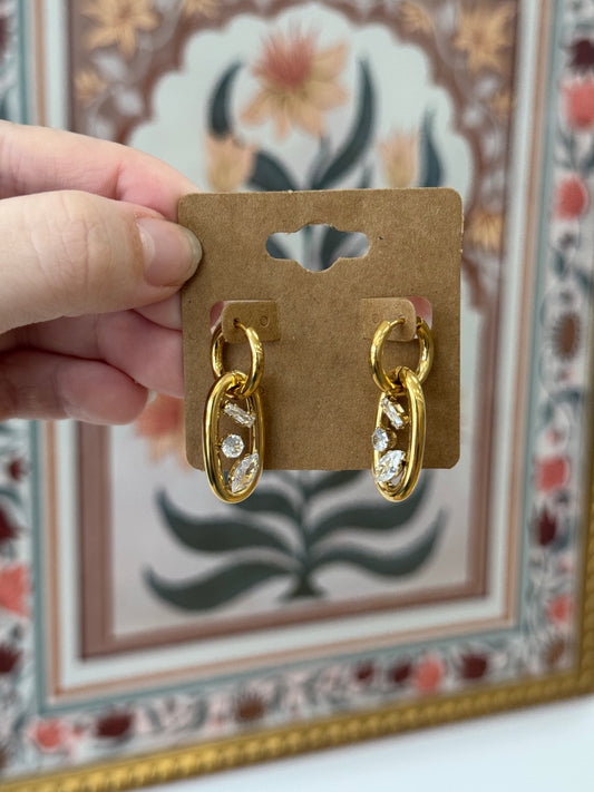Geometric Zircon Huggie Earrings Earrings