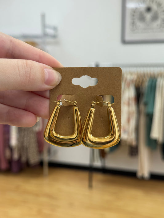 Glossy Geometric Hoop Earrings Earrings