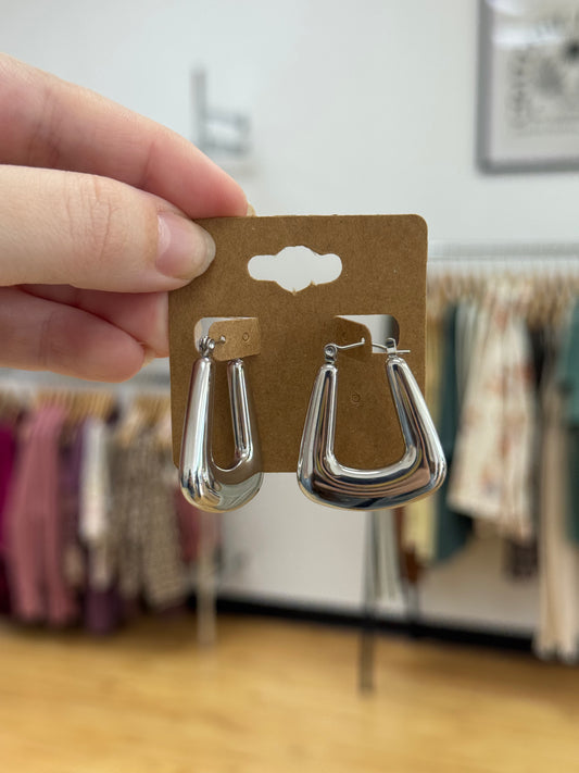 Glossy Geometric Hoop Earrings Earrings