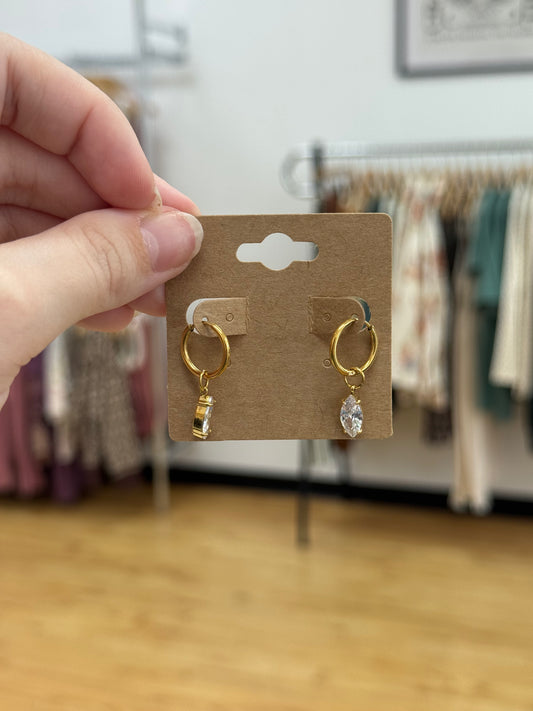 Rhinestone Teardrop Hoop Earrings Earrings