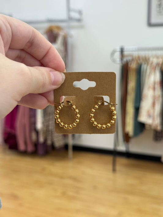 Golden Bead Halo Hoops Earrings