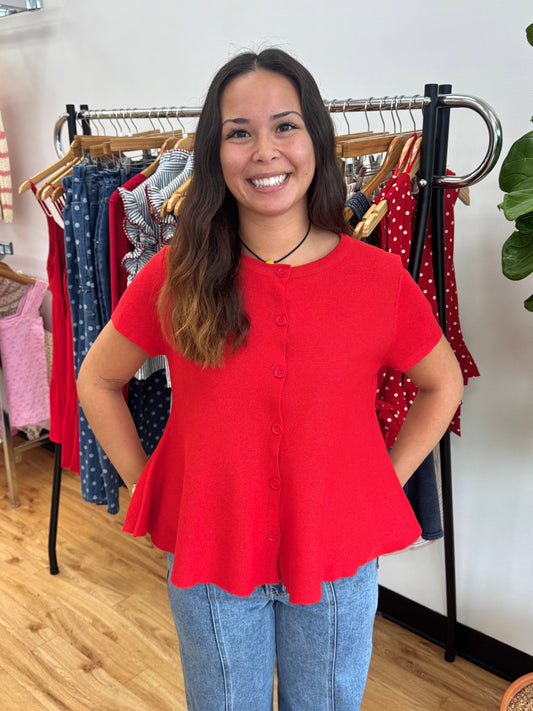 Fit & Flare Button Up Top Shirts & Tops
