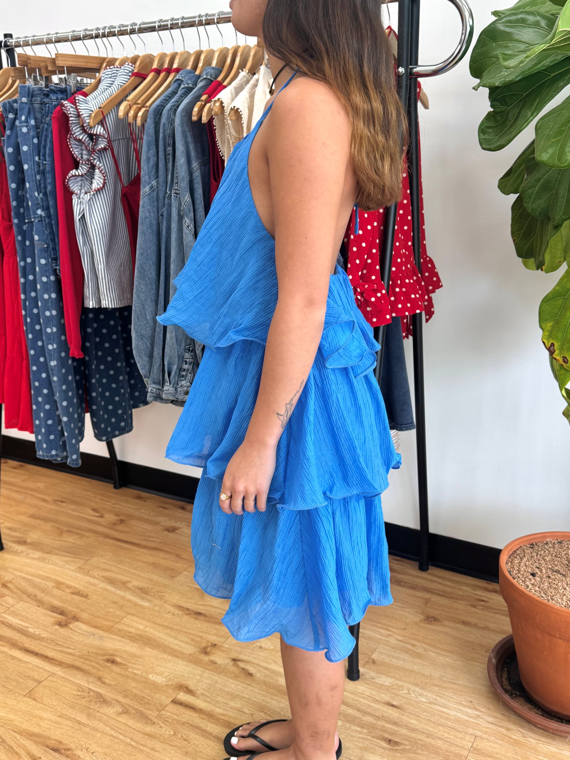Tiered Ruffled Halter Dress Dress