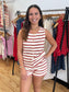 Red Striped Knit Shorts Shirts & Tops