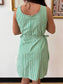 Boat Neck Green Striped Dress Dress