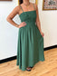 Shirred Bodice Emerald Dress Dress