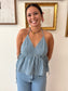 Denim Striped Halter Top Shirts & Tops