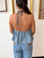 Denim Striped Halter Top Shirts & Tops