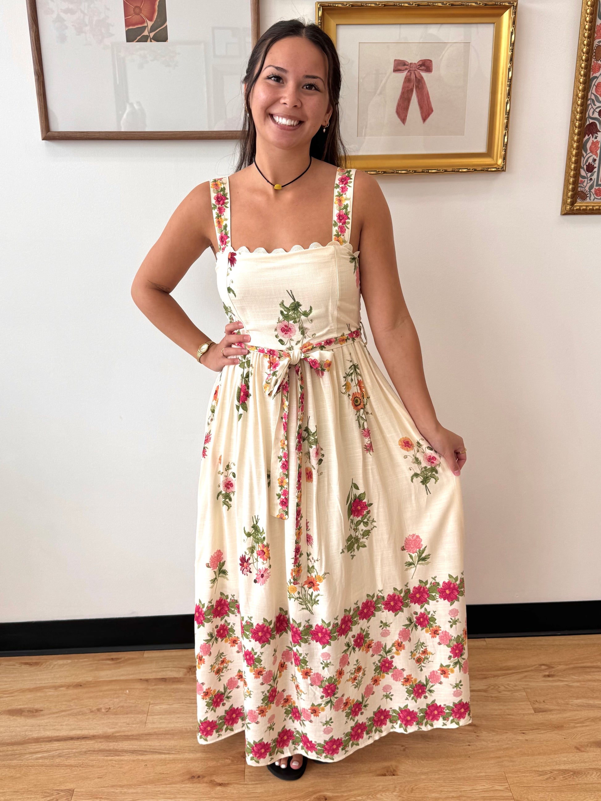 Pink Floral Trellis Dress Dress